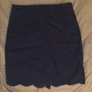 J.Crew navy scallop-hem pencil skirt